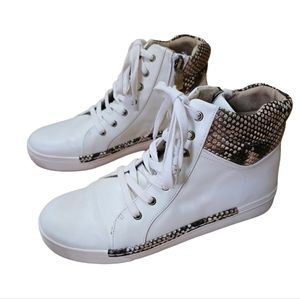 Blondo White Grazen Snakeskin Hightop Zippered Lace Up Waterproof Sneaker Shoes